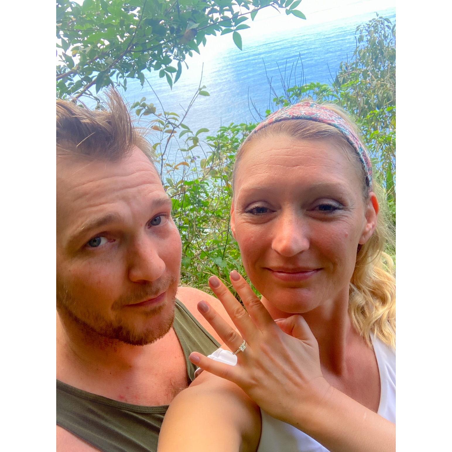 The proposal at the Na Pali Coast State Park in Kauai. A complete surprise and epic memory filled with joy!