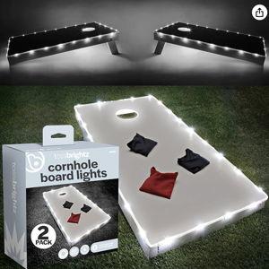 Brightz TossBrightz LED Cornhole Lights for Board and Hole - Includes Lights for 2 Boards - Lights Up Cornhole Board Edge and Hole - Keep The Game Going After Dark