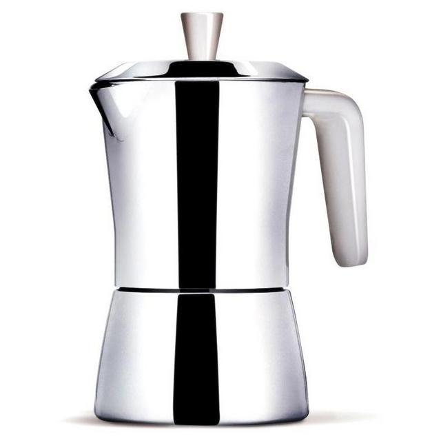Giannini TUA - 3 cup Stainless Steel Stove Top Espresso Maker (White Handle)
