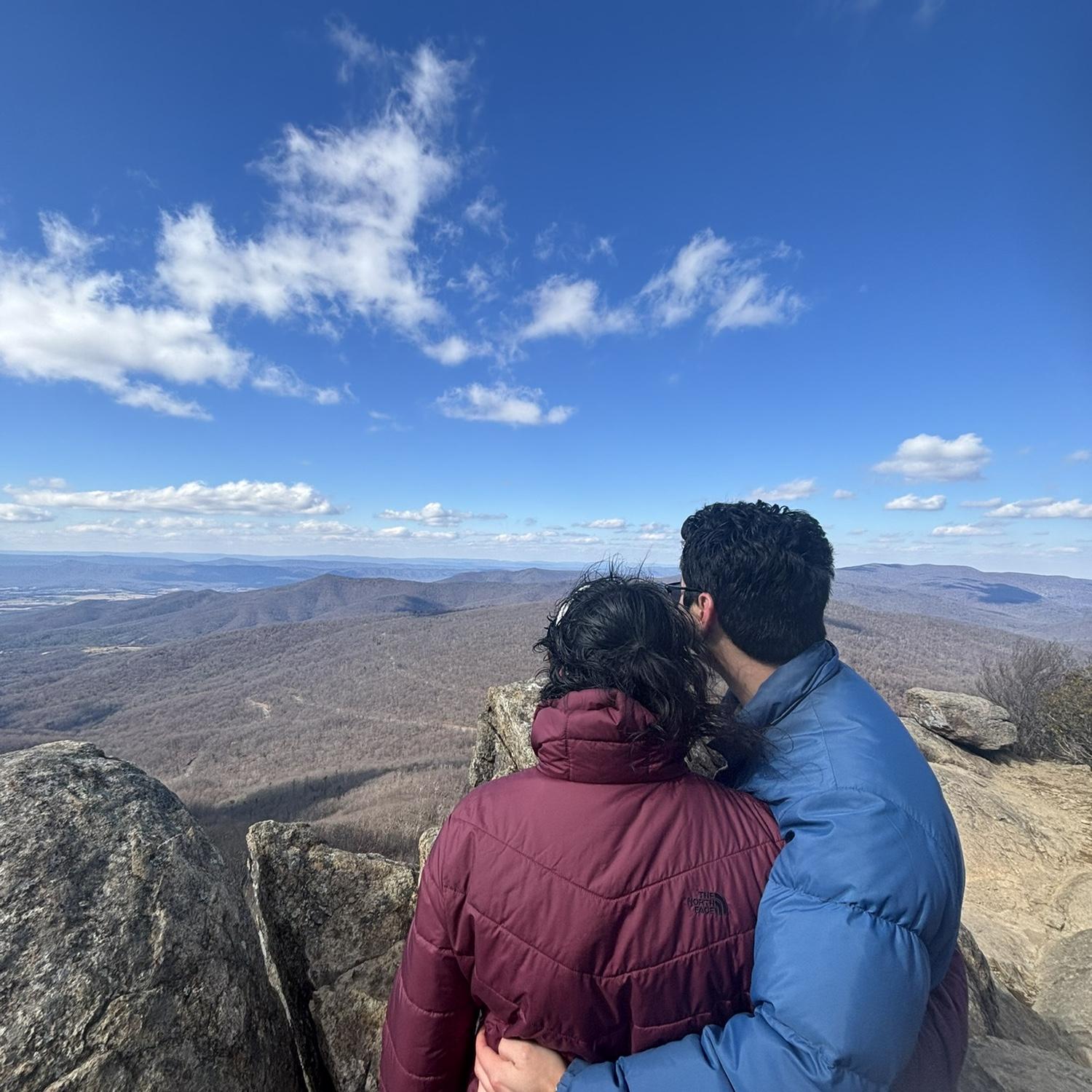 Enjoying the view of Shenandoah after getting engaged