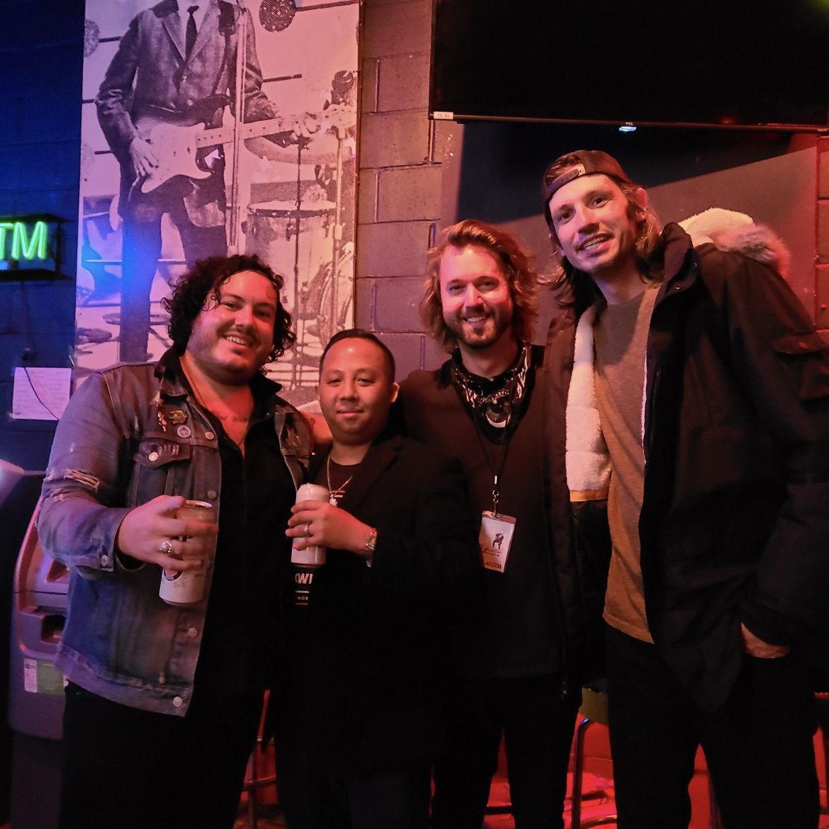 With "The Dangerous Summer", one of our favorite bands.
After us both meeting them, David wrote a song for Sarah with the lead singer, AJ Perdomo.