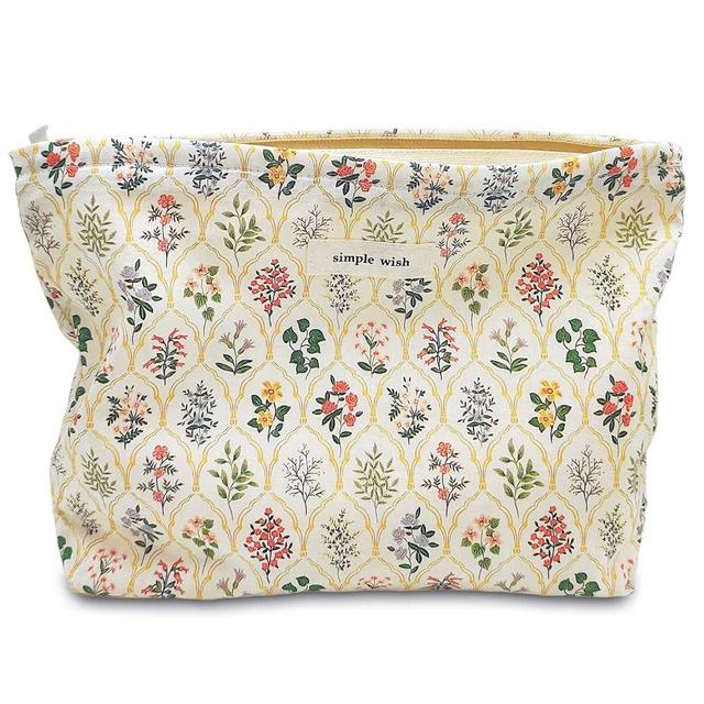 STARDW Aesthetic Makeup Bag Cosmetic Bags for Women and Girls, Large Capacity Canvas Travel Makeup Bag,Makeup Organizer Bag Zipper Pouch (Garden)