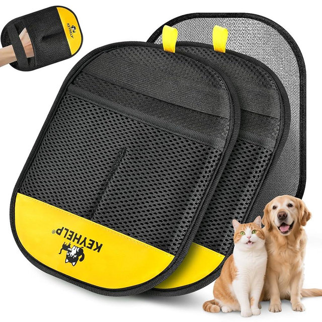 KEYHELP 2PCS Pet Hair Removal Gloves for Dogs & Cats, Newly Upgraded Reusable Electrostatic Pet Hair Glove, Magic Brush Pet Hair Remover Tool for Clothing, Couch, Carpet, Car Seat