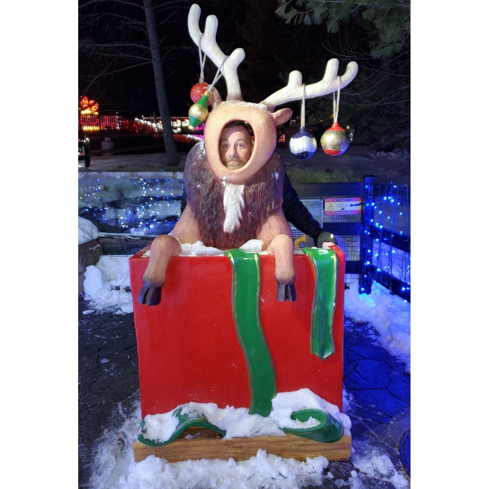 Thomas as a cheerful reindeer at Lehigh Valley Zoo Christmas