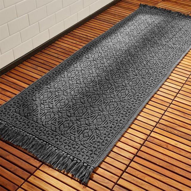 Haven Jacquard Grey Bath Runner