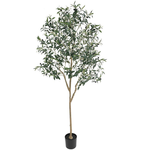 Hobyhoon Artificial Olive Trees Silk Trees Faux Olive 7ft Tall Tree in Potted Oliver Branch Leaves and Fruits for Modern Home Decor Indoor