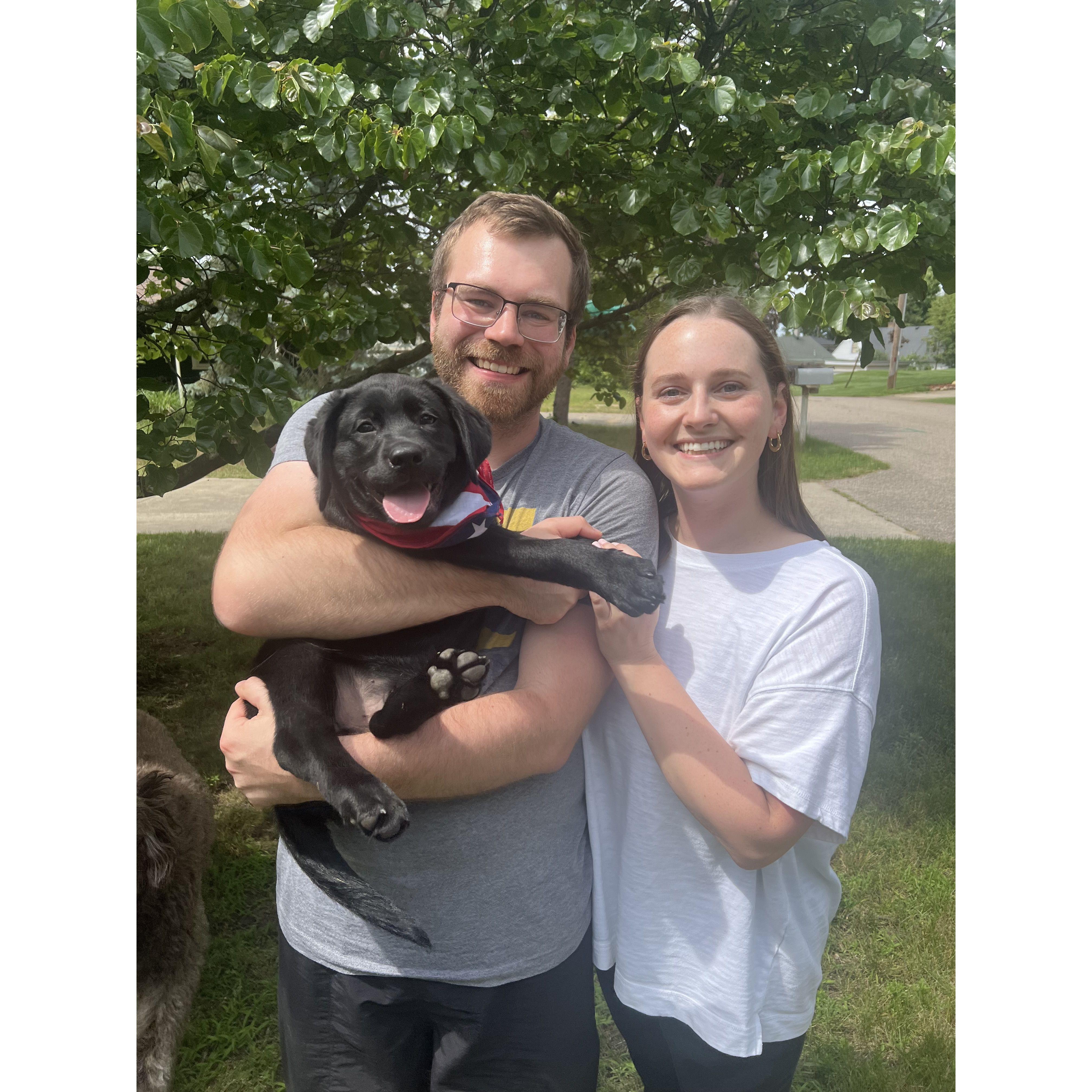 Enjoying the start of summer 2024 with our new puppy, Lucky!