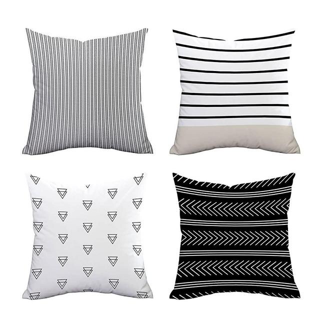 Fascidorm Set of 4 Pillow Covers Stripe Pattern Throw Pillow Case Daily Decorations Sofa Throw Pillow Case Cushion Covers Zippered Pillowcase 18" x 18"