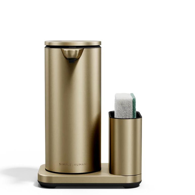 SimpleHuman Sensor Pump 14 oz. + Caddy | Matte Gold