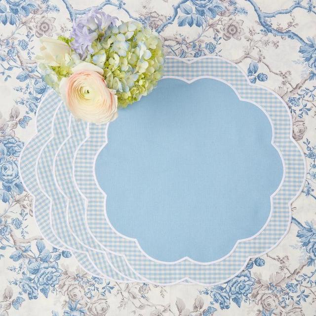 Blue Gingham Appliqué Placemats (Set of 4)