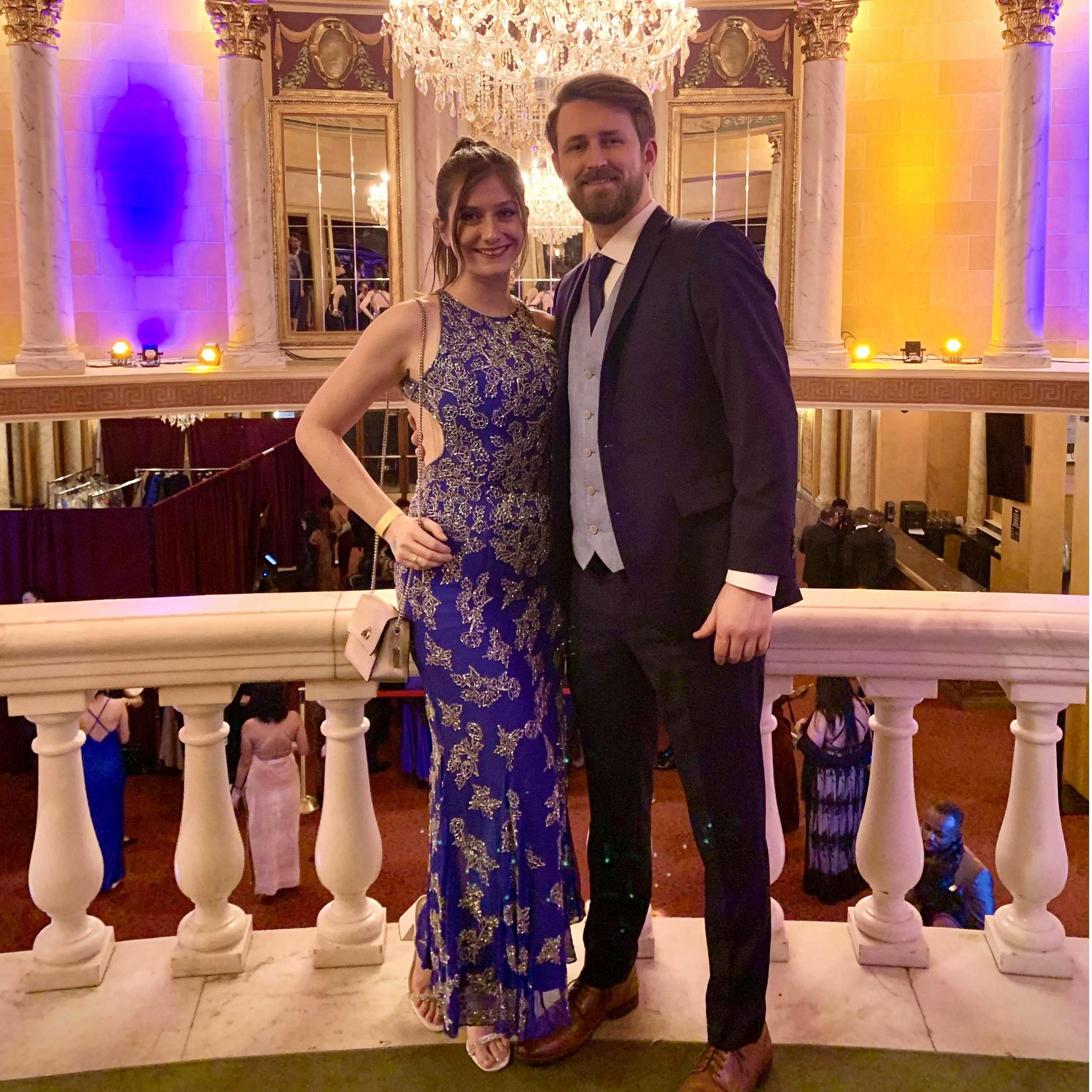 Joe and Emily in January 2024 at the Winter Formal event for Joe's MBA program in Michigan.