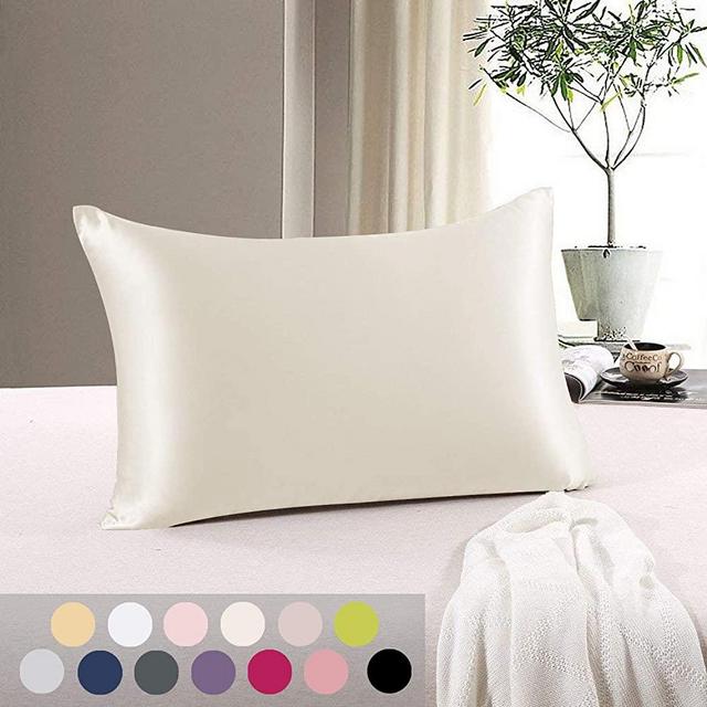 INSSL Silk Pillowcase for Women, Mulberry Silk Pillowcase for Hair and Skin and Stay Comfortable and Breathable During Sleep. (Ivory, 20"×26")