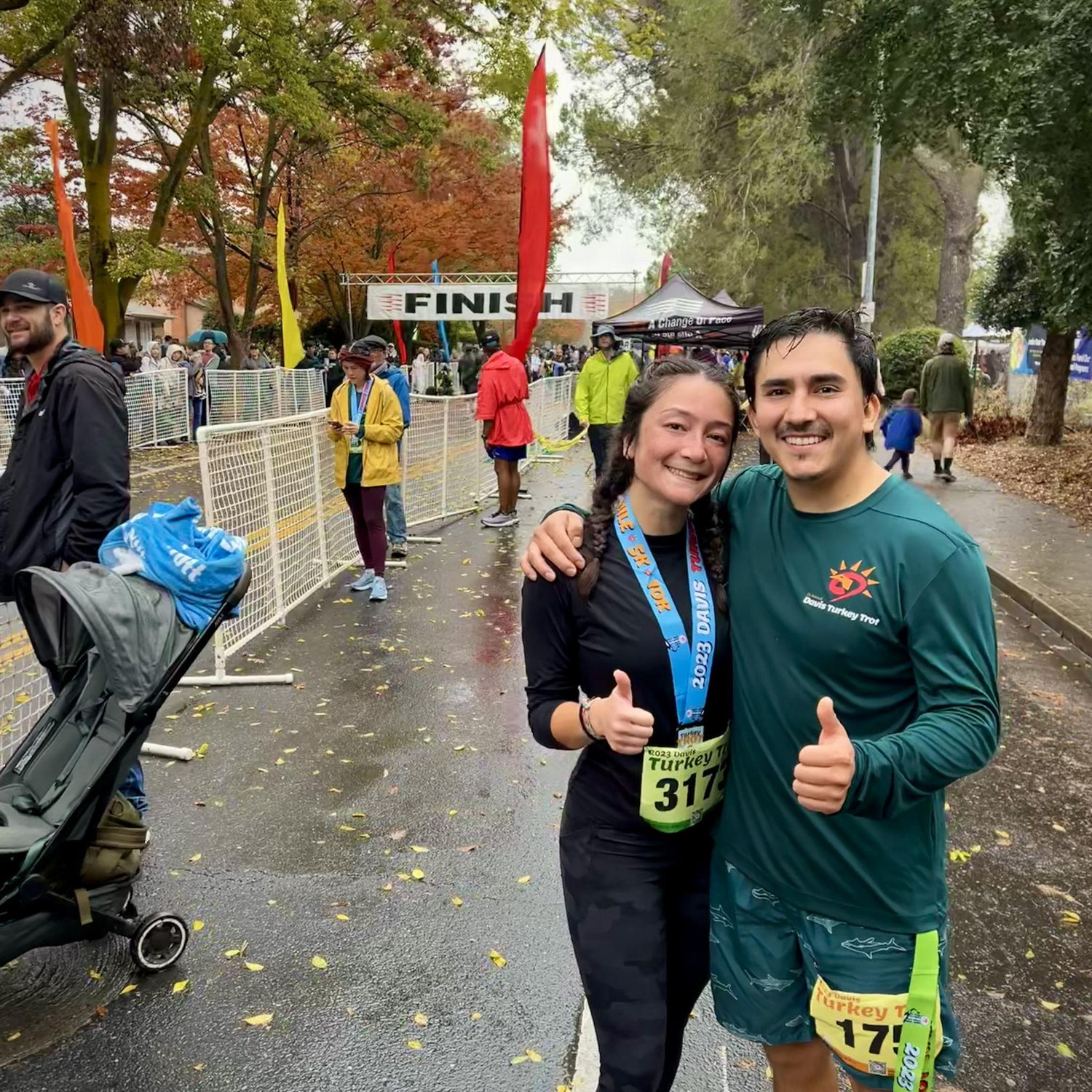 J&J after the Turkey Trot in Davis, CA. Sick with the flu a day prior, Jesus ran the half marathon (typical Jesus behavior). Jenna ran the 10k. Jesus has yet to convince Jenna to run a half.