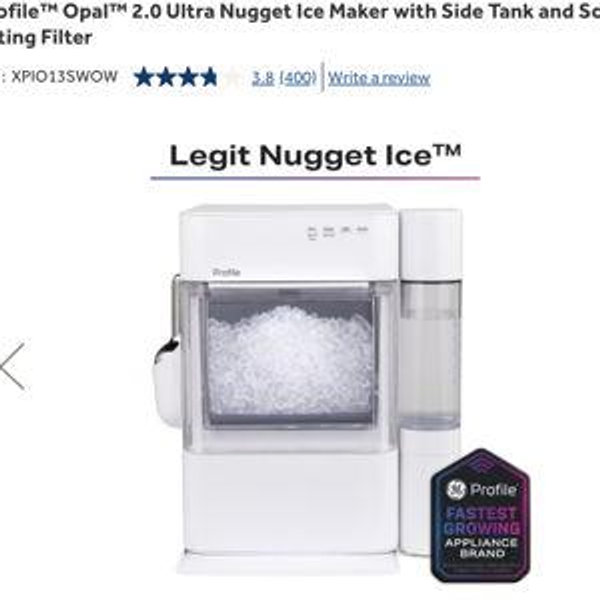 GE Profile™ Opal™ 2.0 Ultra Nugget Ice Maker with Side Tank and Scale Inhibiting Filter|^|XPIO13SWOW