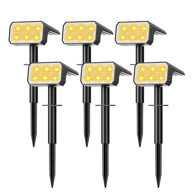 Flaow Solar Spot Lights Outdoor, [6 pack/118 LED] 4 Modes Auto On/Off Solar Landscape Spotlights, Ip67 Waterproof Solor Powered Pathway Lights for Outside Yard Garden Walkway Tree Patio (Warm White)