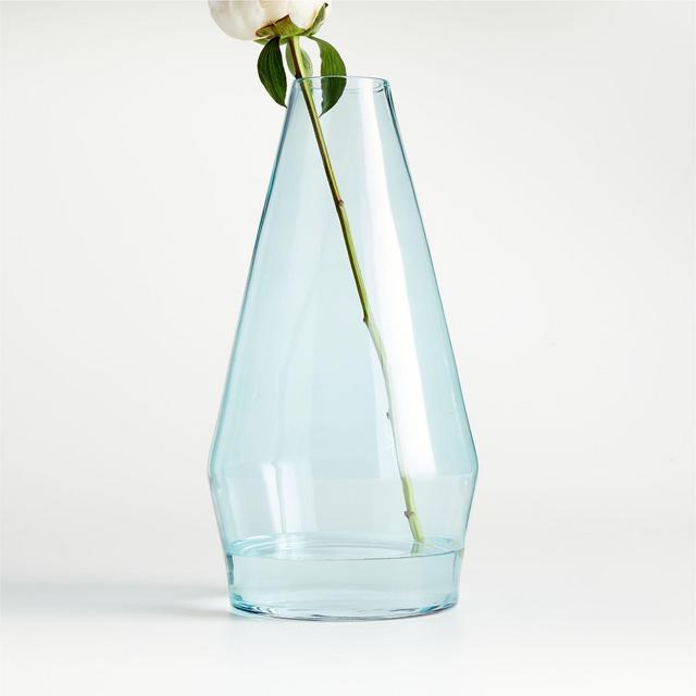 Laurel Large Angled Blue Glass Vase