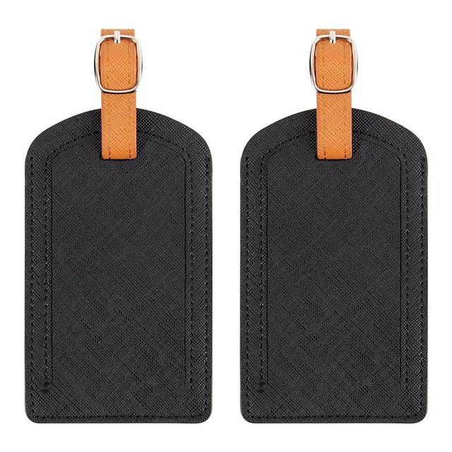 Premium Colored Luggage Tags for Luggage, Travel Bags and Suitcases by Adventure Goods - Black (Pack of 2)