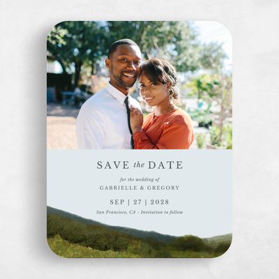 Blue Rounded Wedding Save the Date - Zaldia Photo