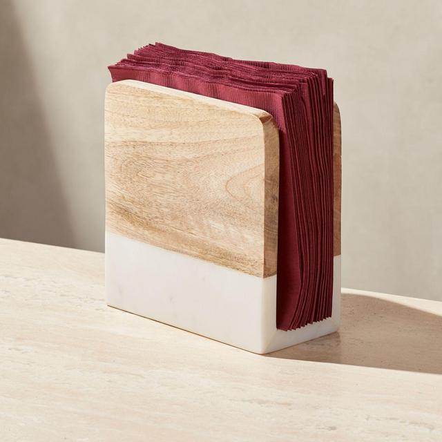 Wood and Marble Napkin Holder