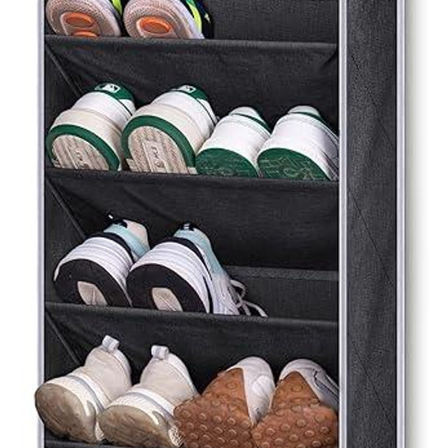 KEETDY Over the Door Shoe Rack for Door Fit 20 Pairs Sneakers Large Hanging Shoe Organizer for Closet Door Storage Boots, Black