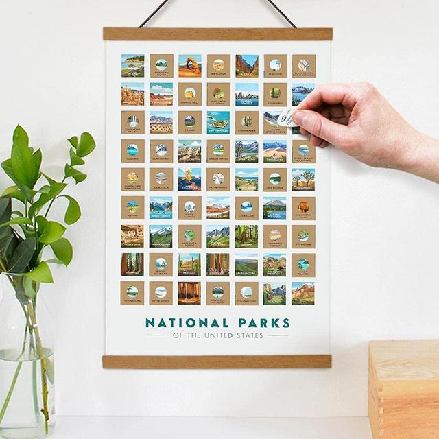Map Your Travels National Park Travel Quest Scratch-Off Map Print | Includes Wood Frame and Scratch-Off Tool (12"x18")