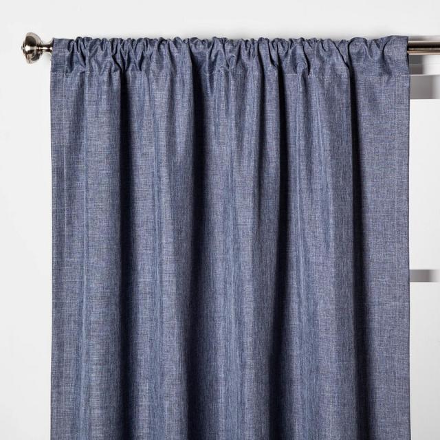 84"x42" Heathered Thermal Room Darkening Curtain Panel Navy - Room Essentials™