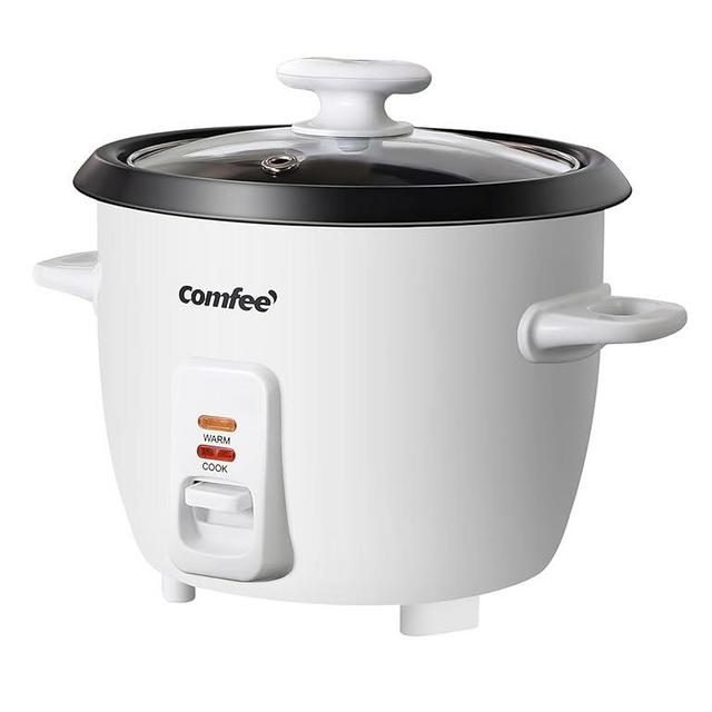 COMFEE' Rice Cooker, 6-Cup Cooked/3-Cup Uncooked, Removable Non-Stick Bowl, for Soups, Stews, Grains&Oatmeal, One Touch, White