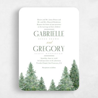 White Rounded Wedding Invitation - Balsam Portrait