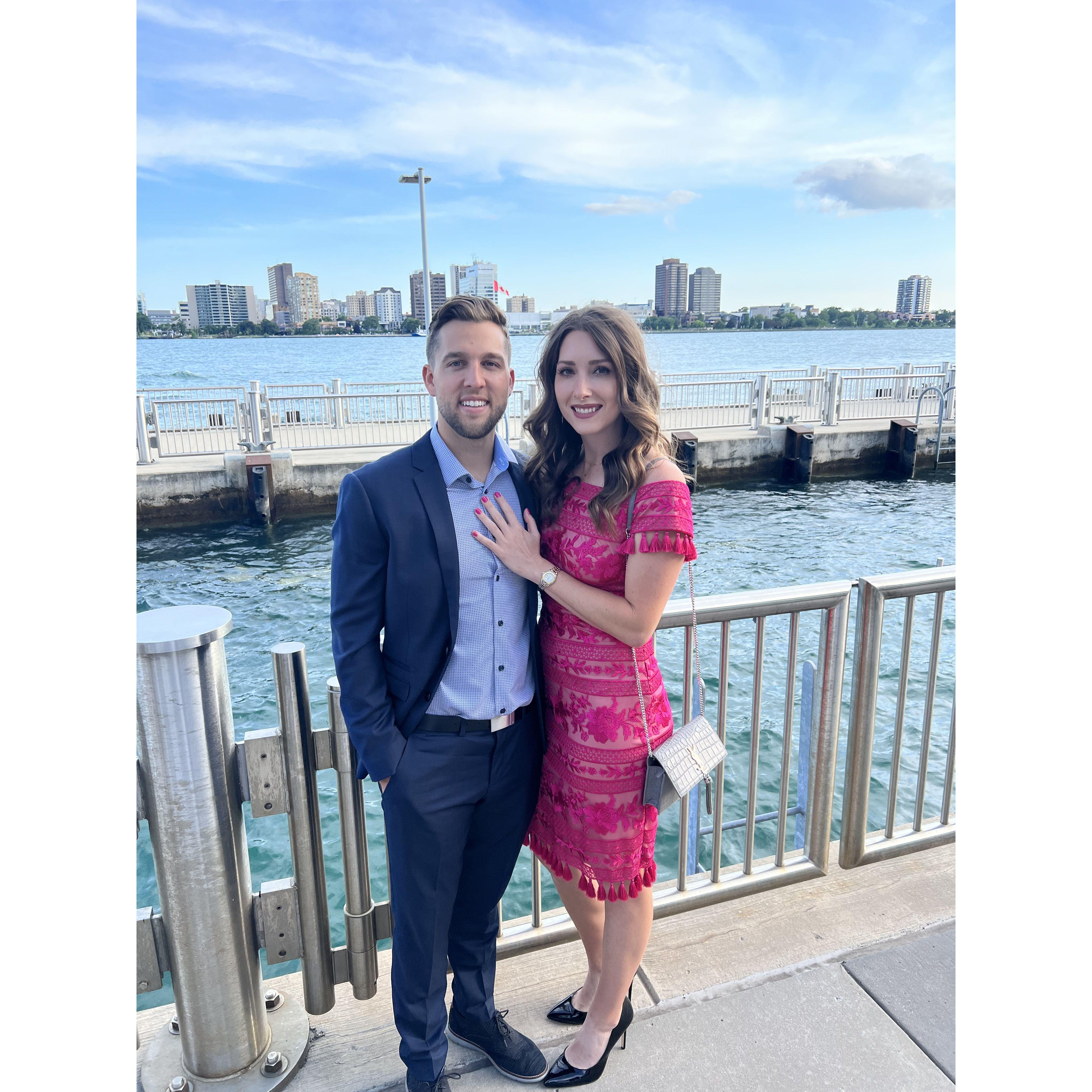 Ariel and Nate's wedding in front of the Detroit river.