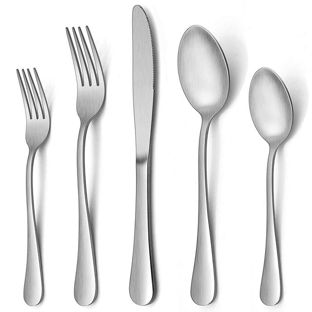 LIANYU Matte Silverware Flatware Set, 40 Piece Flatware Set for 8, Stainless Steel Cutlery Tableware Set Include Knife Fork Spoon Set, Durable Home Kitchen Utensils,Dishwasher Safe
