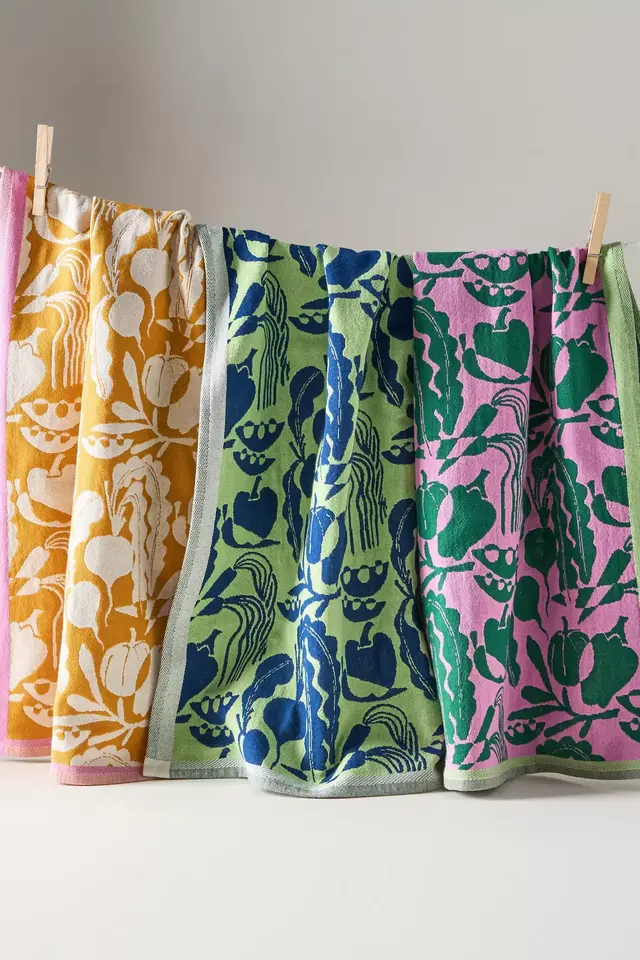 Vegetable Jacquard Dish Towels, Set of 3