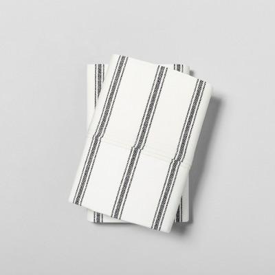Standard Pillowcase Set Organic Tic Stripe Sour Cream / Ebony - Hearth & Hand&#153; with Magnolia