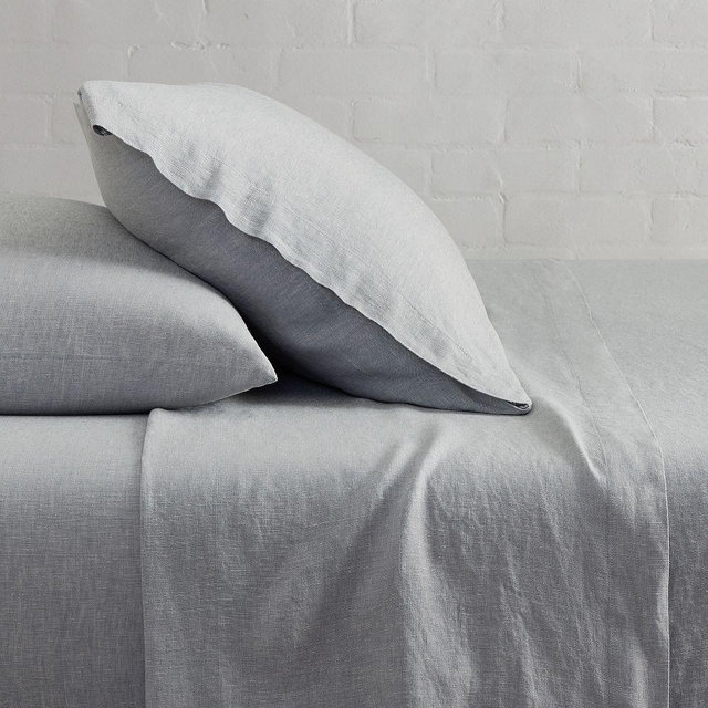 European Flax Linen Sheet Set, Queen, Chambray Melange