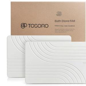 Stone Bath Mat, Diatomaceous Earth Non-Slip Stone Shower Mat - Quick Drying Absorbent Bath Mats for Bathroom - Elegant & Modern Design, Easy to Clean (23.5 x 15) - Sandstone, 2pcs