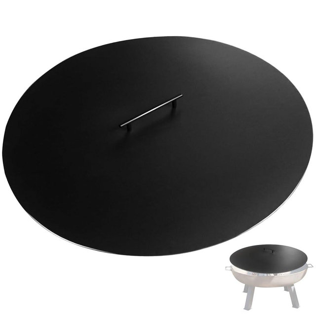 Anyerosa 34" Fire Pit Cover Lid Round Outdoor Fireplace Cover Lid Heat Resistant Flat Fire Pit Burner Pan Cover for Round Patio Fire Pit Prevent Sparks, Snuff Campfire