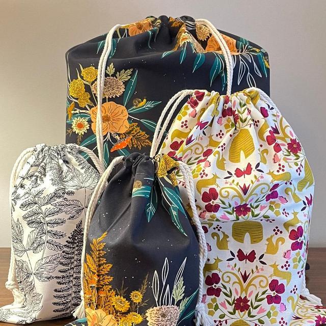 REUSABLE gift bags | Any Holiday, Birthday | Drawstring Gift Bags - custom sizes available | eco-friendly, waste-free cloth