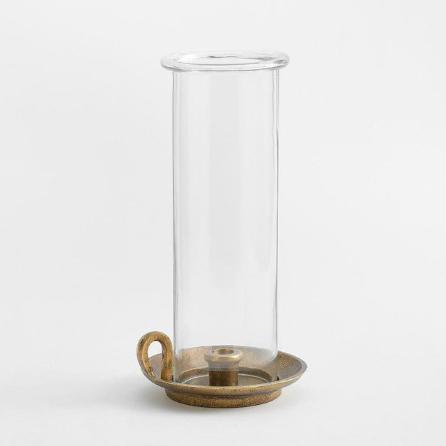 Chamber Stick Hurricane, Brass, Taper Holder