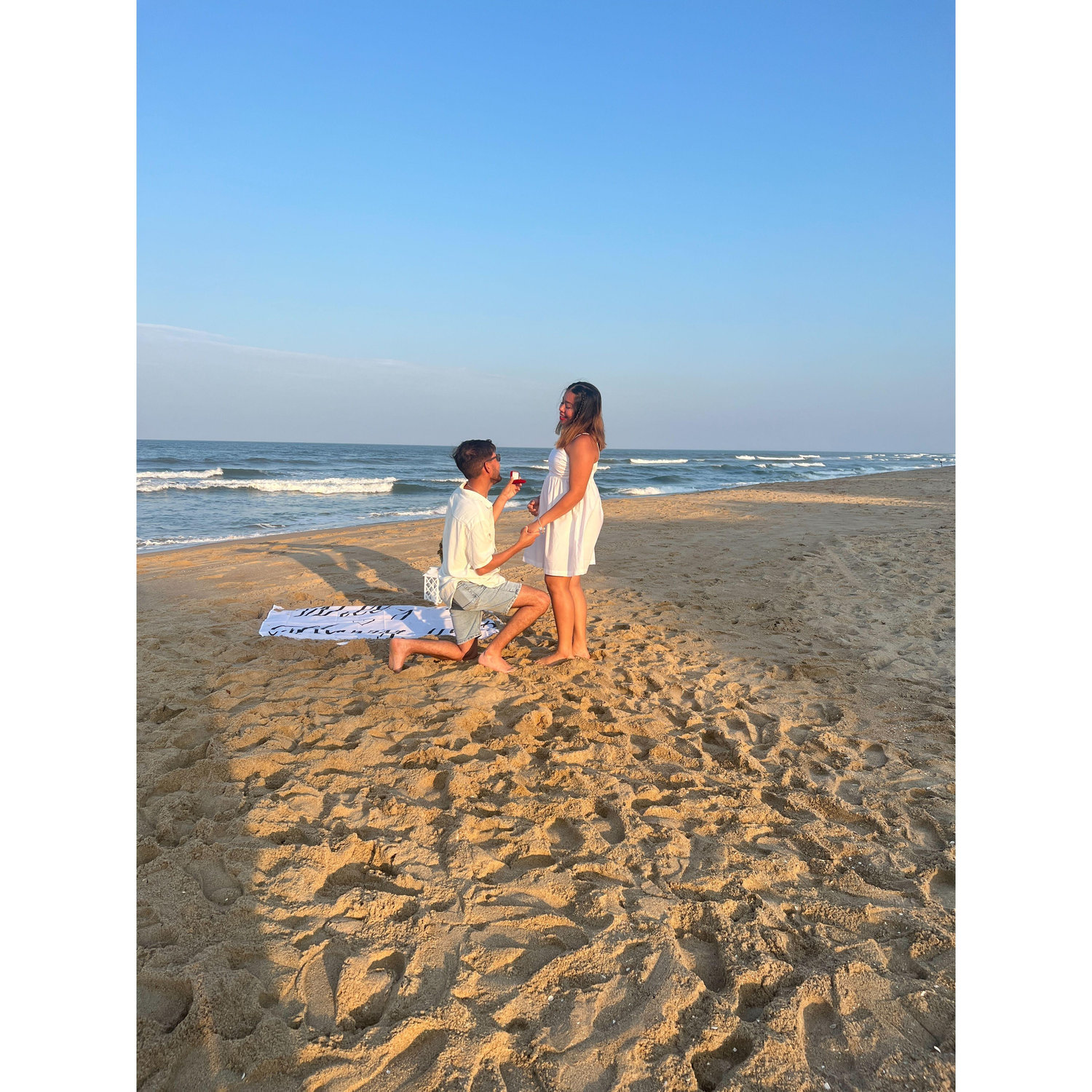 His mom yelled "get down on one knee!"