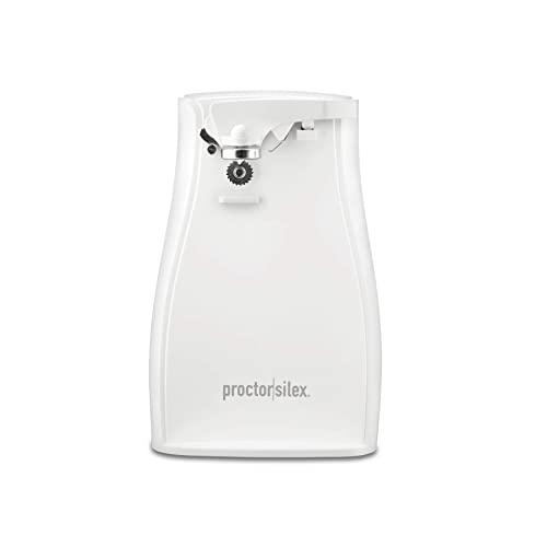Proctor Silex Power Electric Automatic Can Opener with Knife Sharpener, Twist-off Easy-Clean Lever, Cord Storage, White (75224PS)