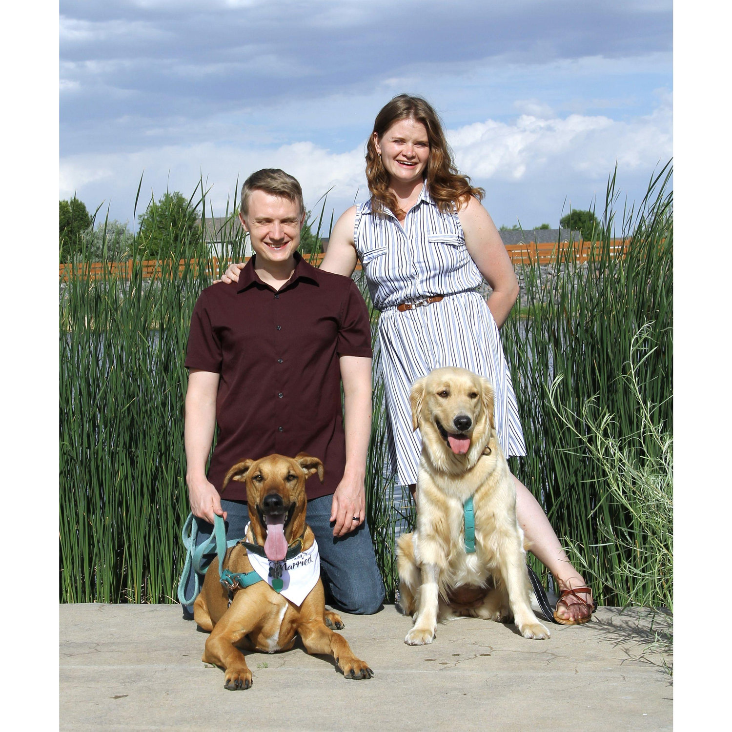 Caitlyn and Colin with Flynn (Doberman) and Namari (Golden)!