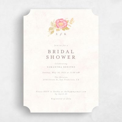 Pink Ticket Wedding Wedding Shower Invitation - Muriano Portrait