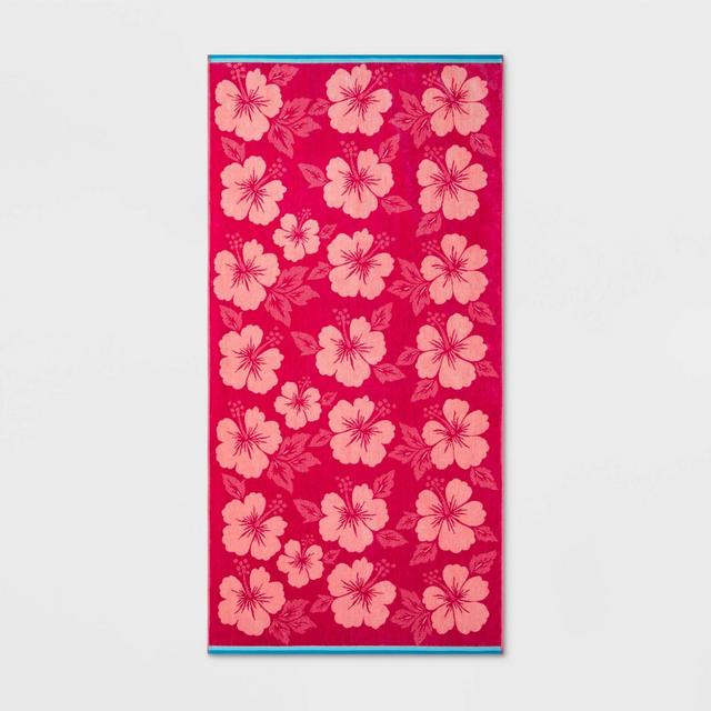 Hibiscus Beach Towel XL Pink - Sun Squad™