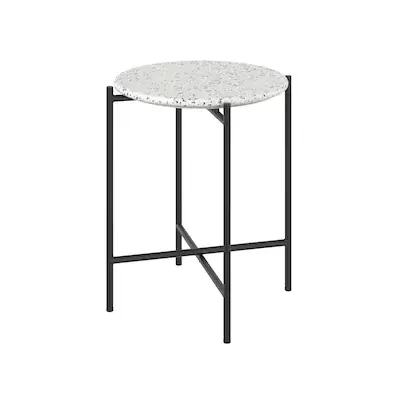 allen + roth 21.5-in Black with White Cement Outdoor Round Composite Plant Stand