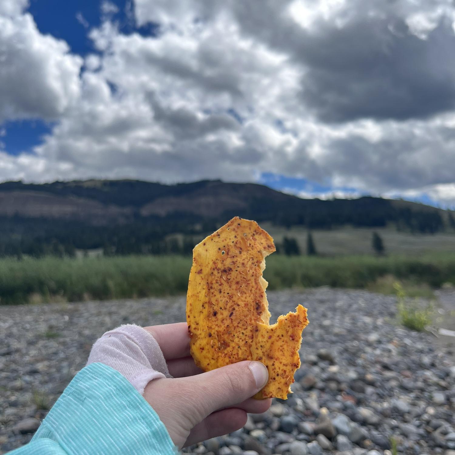 Best hiking snack - dried mango with chili lime seasoning!