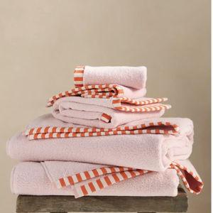The Sloane Stripe Trim Soft Cotton Towel Collection - Peach Set of 6 Towel Bundle