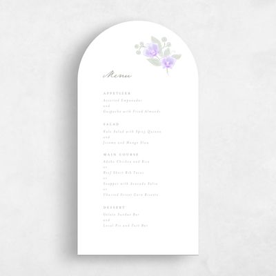 Purple Arch Wedding Menu - Orchidea