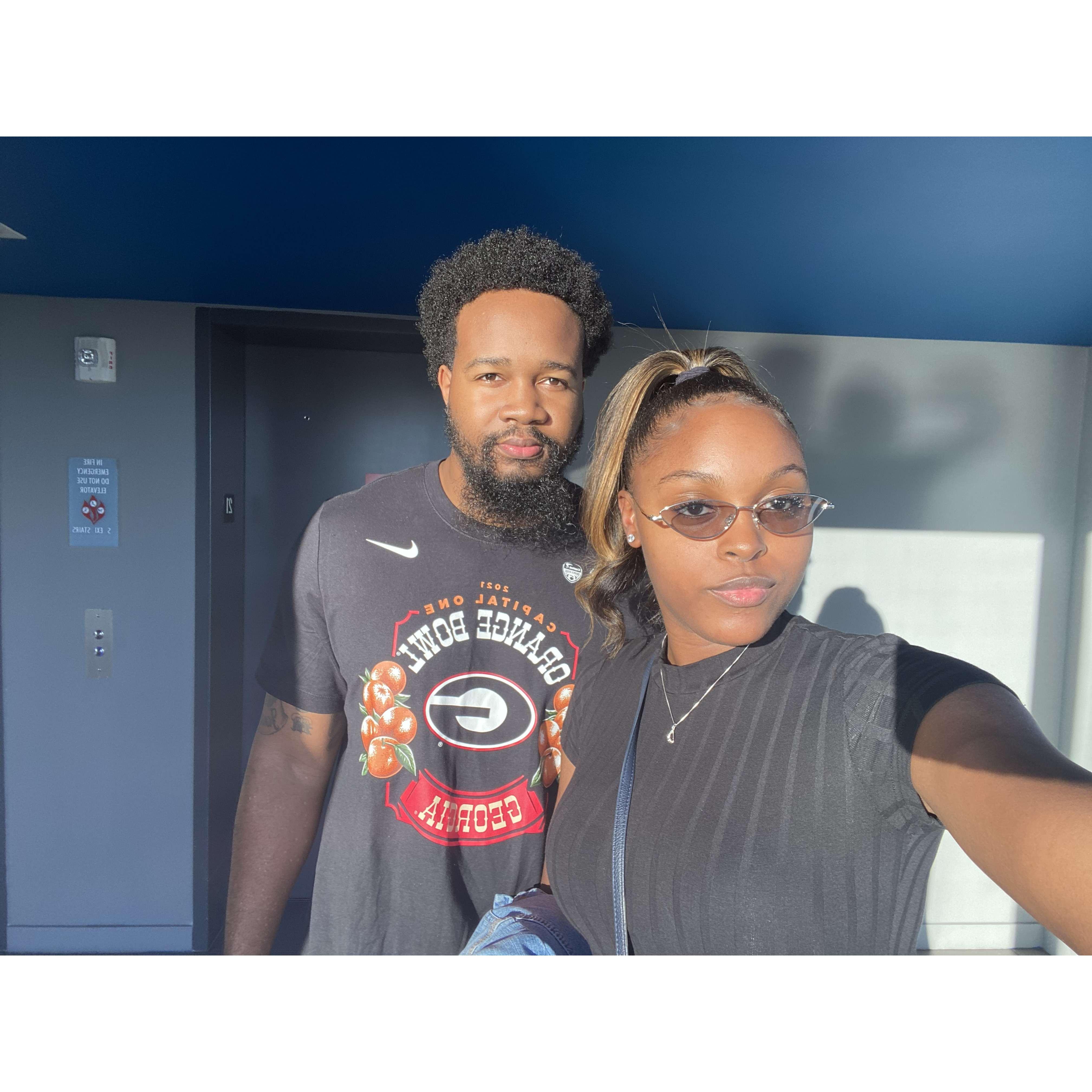 Sun-kissed selfie before the Georgia vs. Michigan game in Miami Gardens!