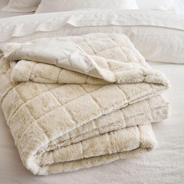 Fluffy Fur Blanket, King/Cal. King, Ivory