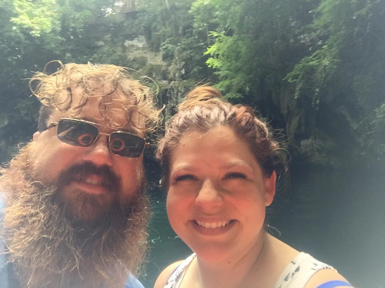 Swimming in the cenote in Mexico.