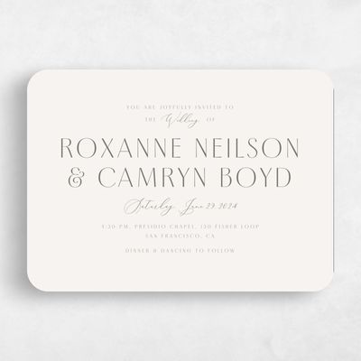 Beige Rounded Wedding Invitation - Paloma Landscape